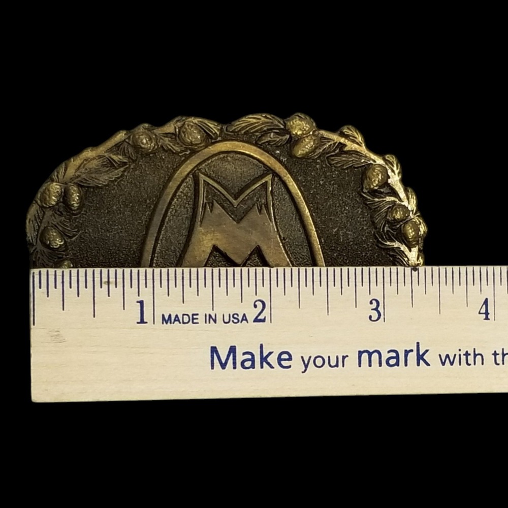 Vintage 1978 Monarch Belt Buckle Adezy Denver Solid Brass Mountain Logo USA Made - Picture 9 of 9